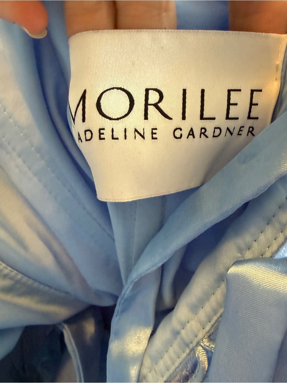 Sz 8 Morilee Madeline Gardner Sparkle Lace Ball Gown Formal Dress - Light Blue - Picture 11 of 11